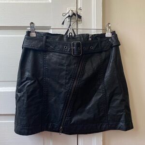 Free People black leather mini skirt